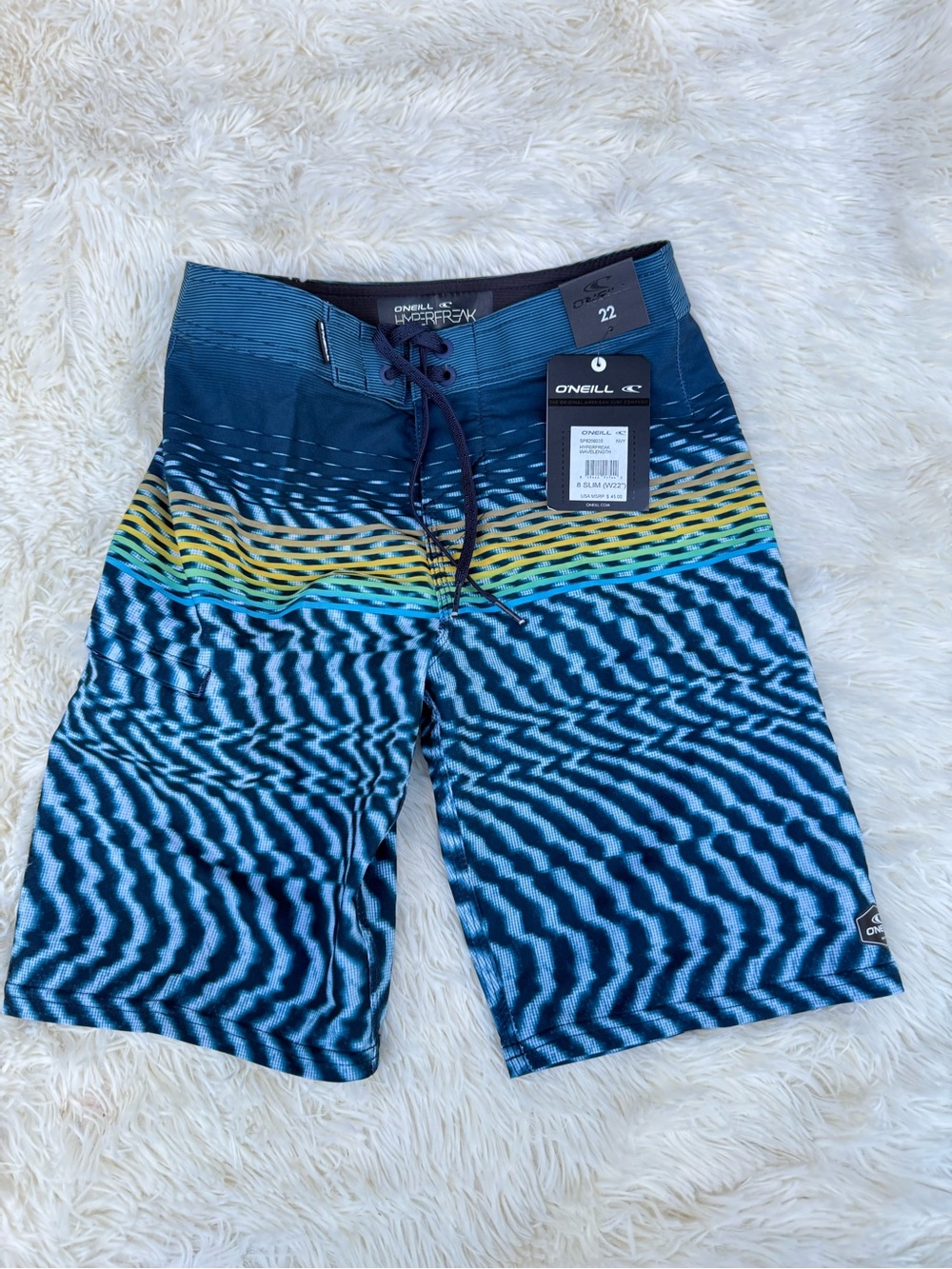 O'Neill Boy’s Red Black Gray Tribal Stripe Boardshorts